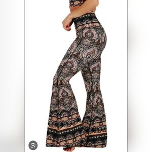 Yoga Democracy Espresso Yourself Paisley Flare Pants
